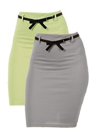 2 Pack Women's High Waist Pencil Skirt