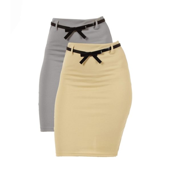 2 Pack Women's High Waist Pencil Skirt