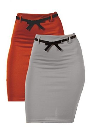 2 Pack Women's High Waist Pencil Skirt