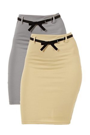 2 Pack Women's High Waist Pencil Skirt