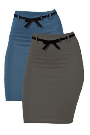 2 Pack Women's High Waist Pencil Skirt