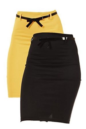 2 Pack Women's High Waist Pencil Skirt