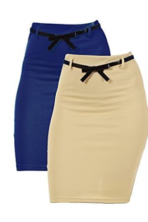 2 Pack Women's High Waist Pencil Skirt