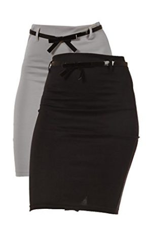 2 Pack Women's High Waist Pencil Skirt