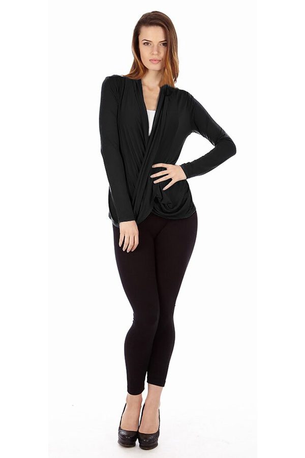 Black Infinity Crisscross Cardigan Sweater