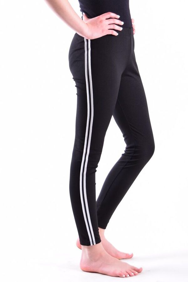 Black and White Side Stripe Leggings