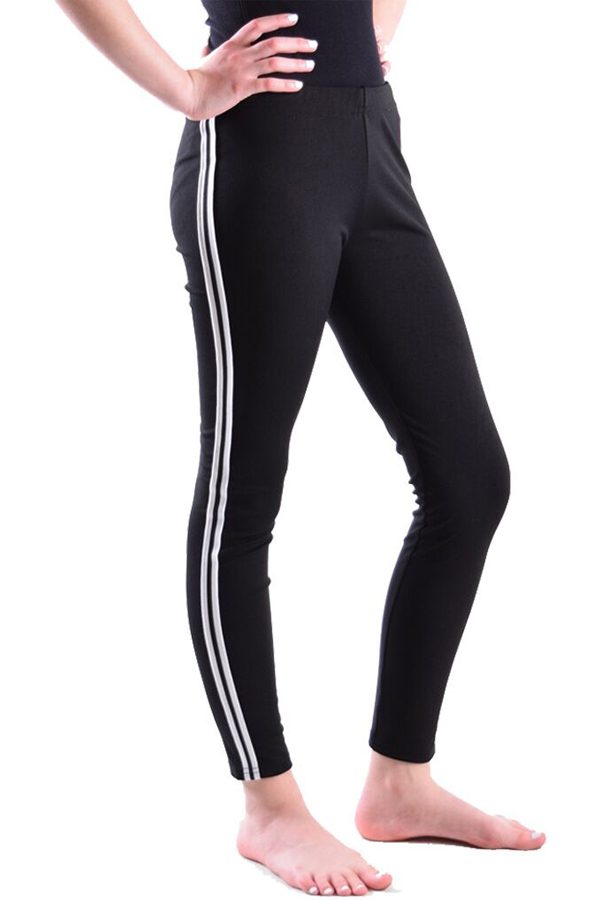 Black and White Side Stripe Leggings