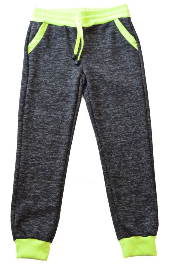Kids Dark Grey Neon Green Heather Joggers
