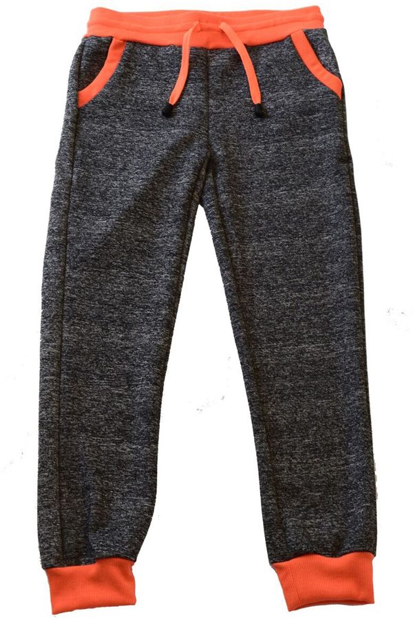 Kids Dark Gray and Neon Orange Joggers