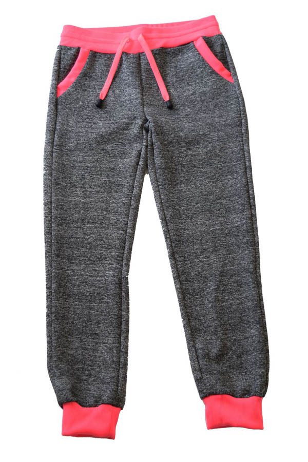 Kids Dark Grey Neon Pink Joggers