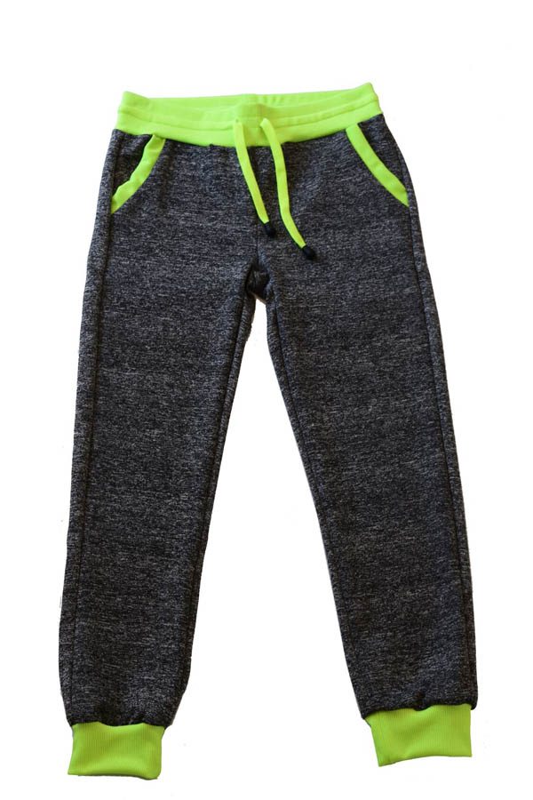 Kids Neon green and black heather joggers