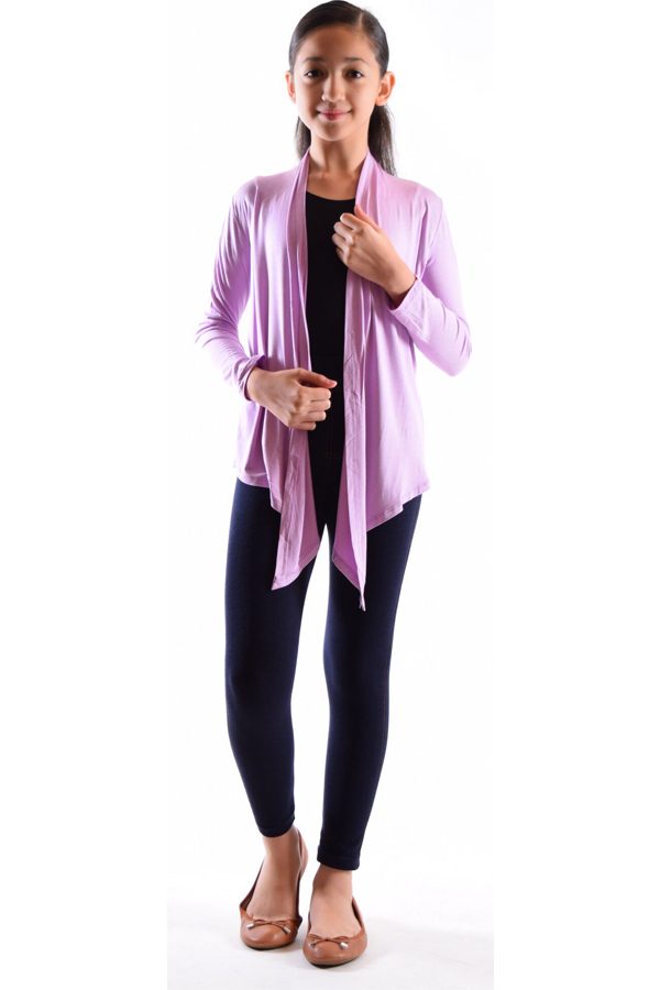 Girls Dusty Purple Flyaway Cardigan