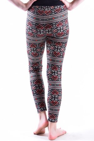 Girls Aztec Red Print Leggings