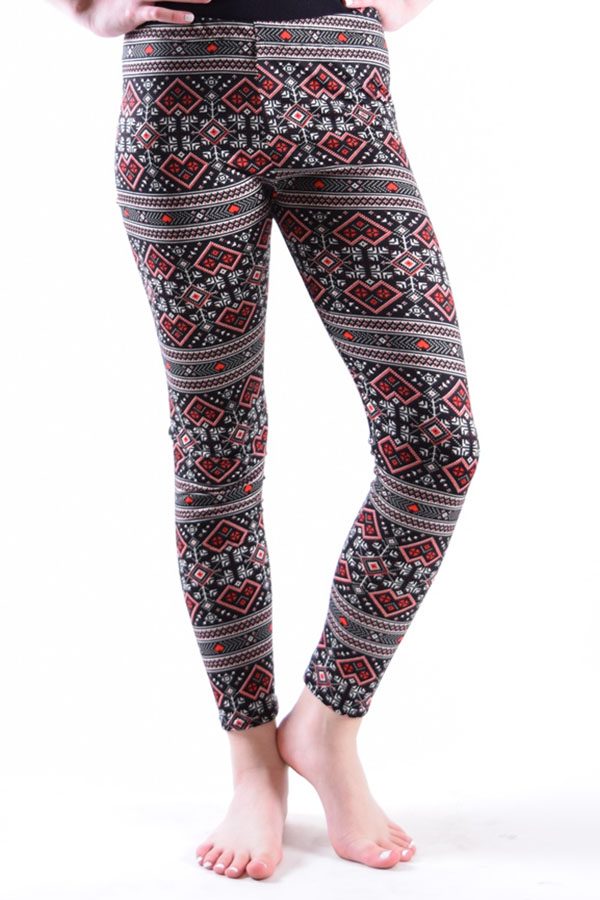Girls Aztec Red Print Leggings