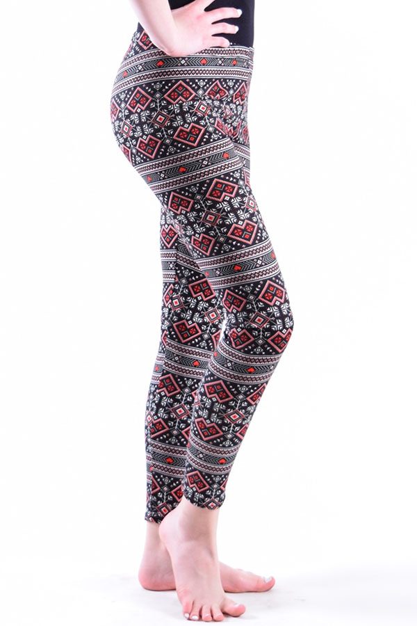 Girls Aztec Red Print Leggings