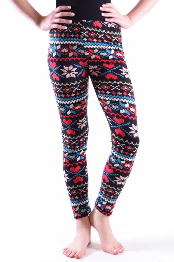 Girls Tribal Bold Heart Print Leggings