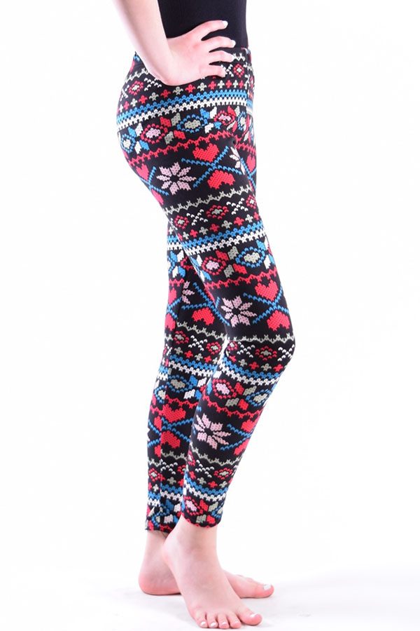 Girls Tribal Bold Heart Print Leggings